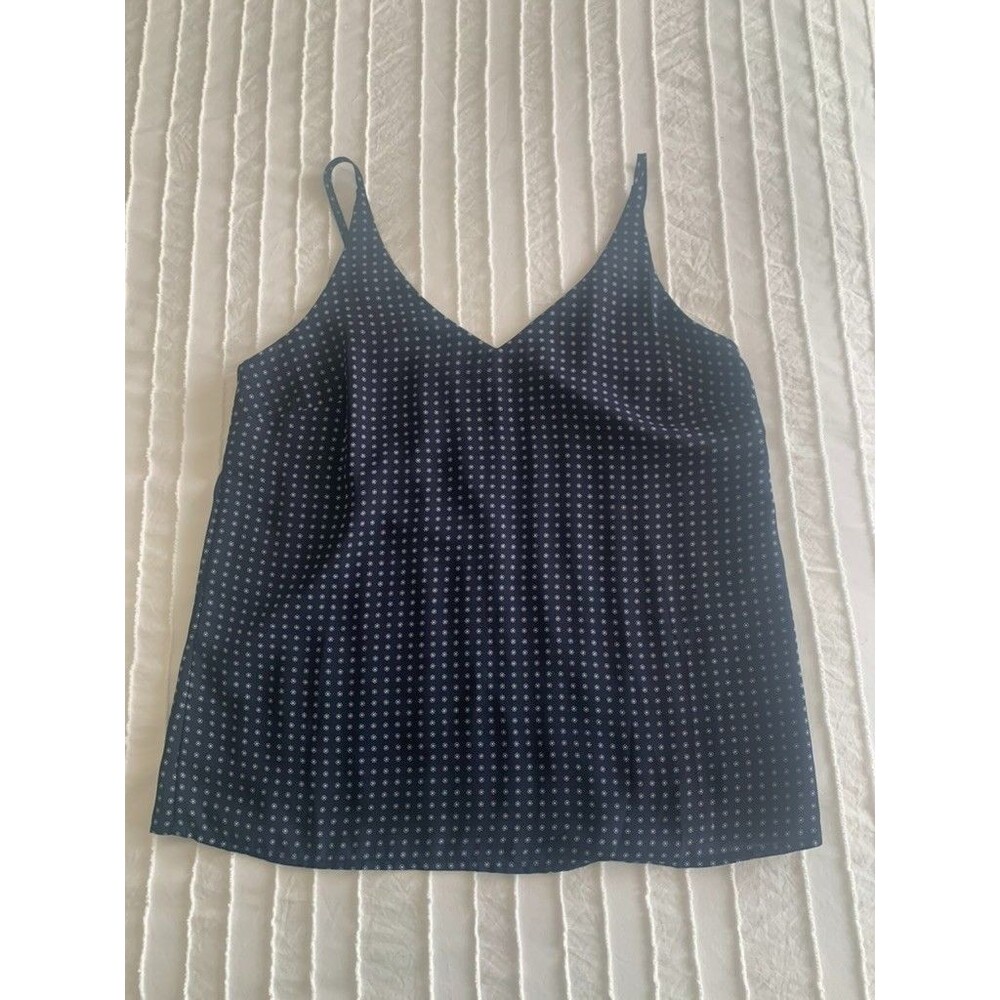 Banana Republic XS v-neck cami navy w/white dots preppy classic work polished
